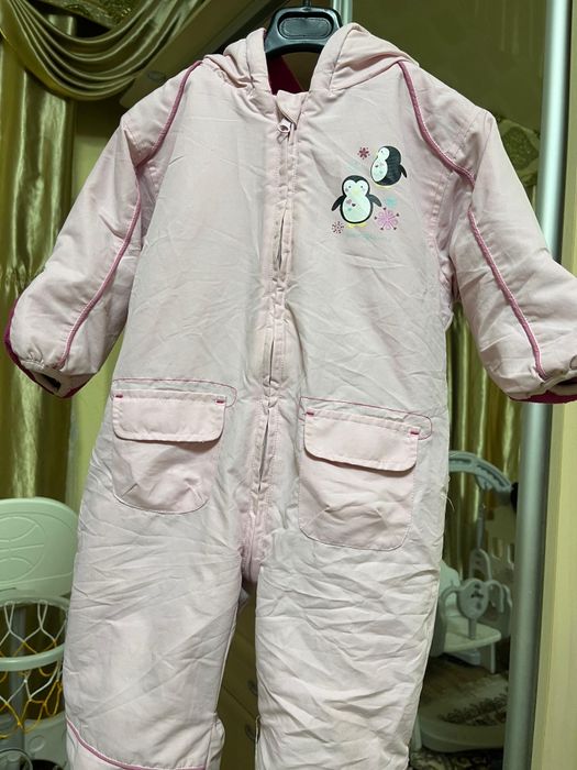 Теплый детский комбинезон для девочки зима на 6-12 мес