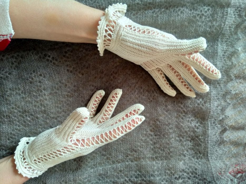 Фини плетени ръкавици на една кука от макраме 3 модела