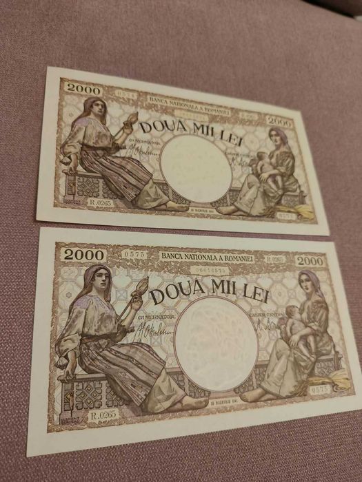2x 2000 lei 1941 SUPERBE serii consecutive UNC