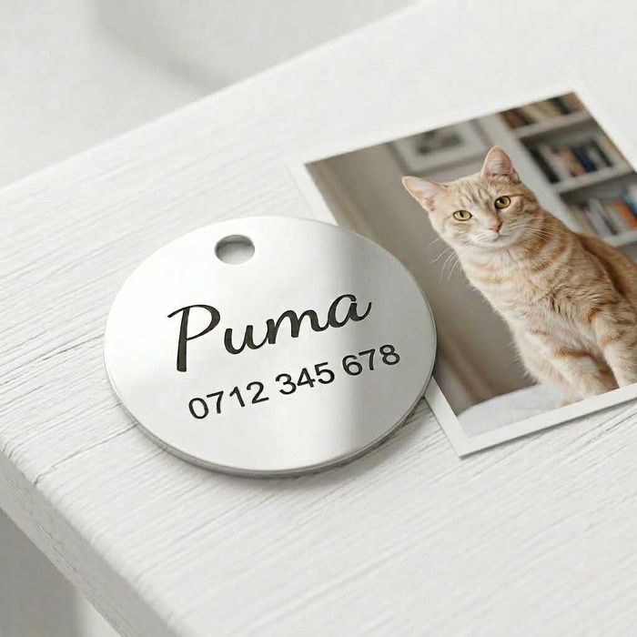 Medalion personalizat–animale de companie, gravat laser, rotund, 22 mm