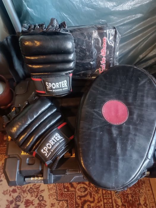 Тренировъчни ръкавици и лапа.