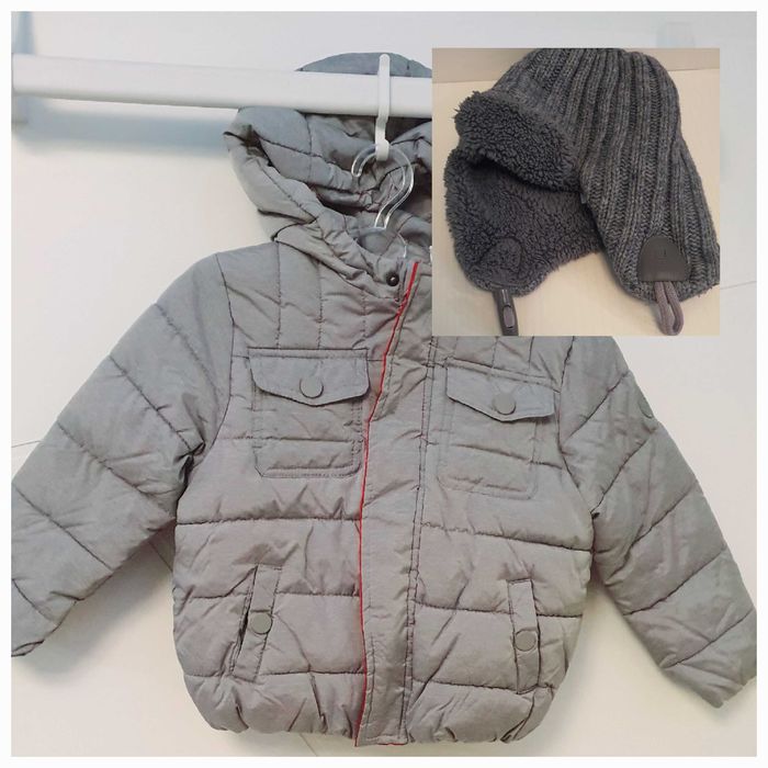 Детско яке Okaidi размер 98 и зимна шапка Okaidi