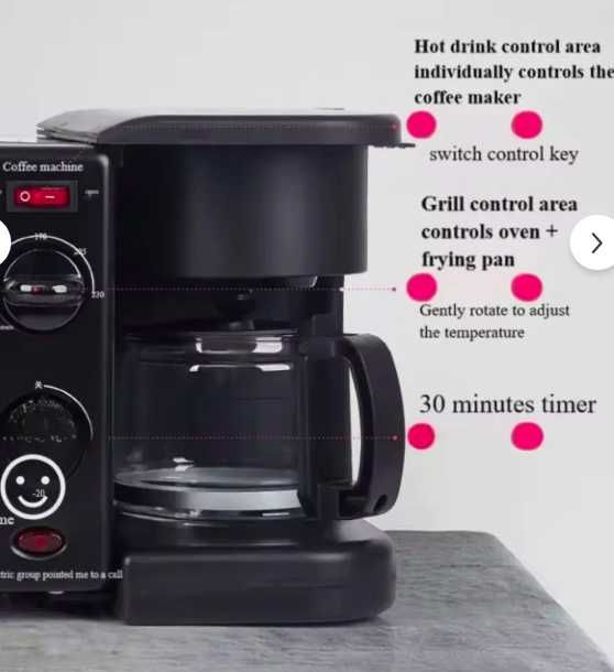 Aparat Multifunctional Mic Dejun 3 in 1 Cuptor Grill Filtru Cafea