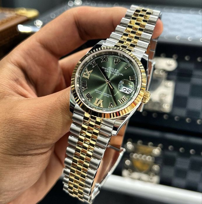 Rolex Date-Just 36 Roman Green Dial ETA 3235