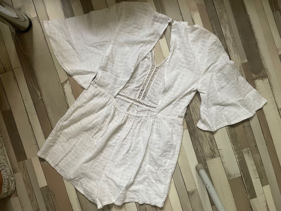 Romper/jumpsuit/salopeta alb Boohoo S