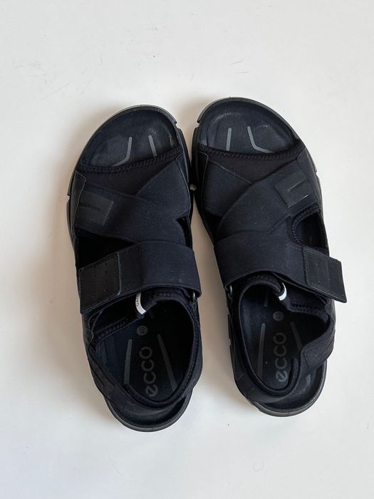 Ecco черни сандали комбинация от текстил и кожа 40номер