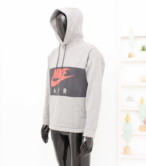 Nike Air оригинален мъжки суичър сиво худи с качулка голямо лого М
