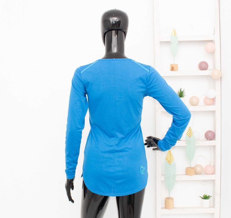 Norrona дамска блуза дълъг ръкав 12% вълна термо бельо синя XS