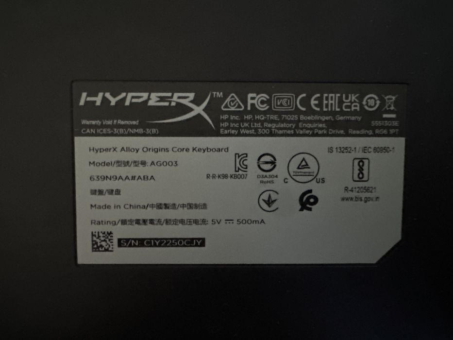 Клавиатура HyperX Alloy Origins Core