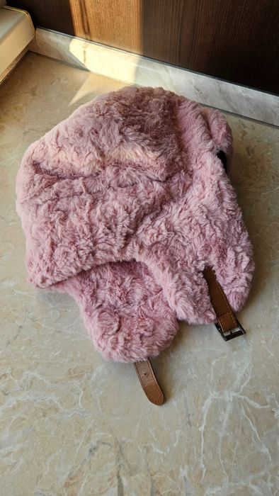 Шапка ушанка розовая