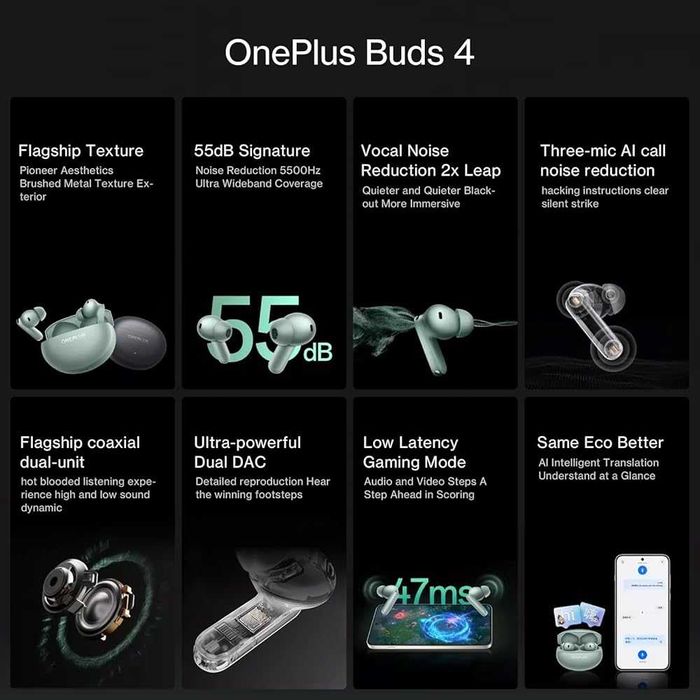 OnePlus Buds 4 Наушники с Чистым Звуком ANC AI. Есть доставка