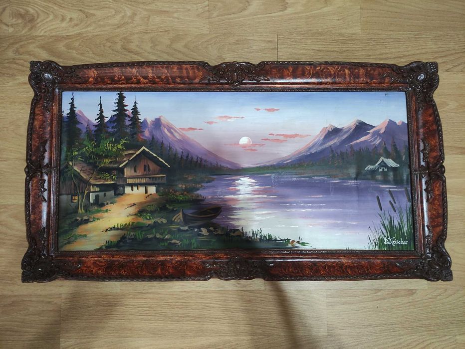 Tablouri vechi pe panza inramate 87 x 46 cm