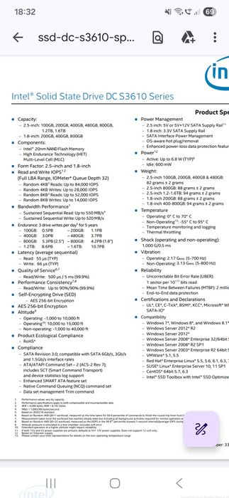 Vand Intel SSD DC S3610 de 800 Gb