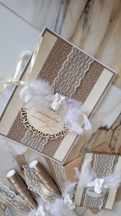 Комплект с аксесоари  за кръщене  "ANGELES "