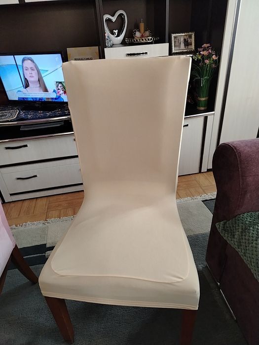 Huse pentru Scaune 6 Piese Detasabile Spălabile Elastice Moderne – Șampanie