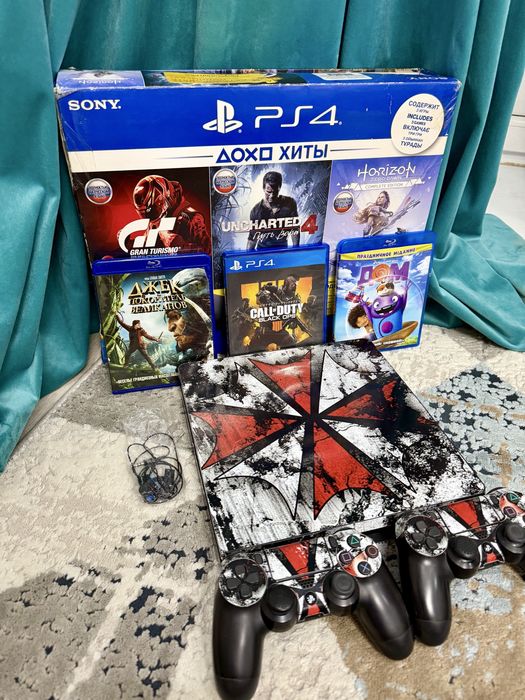 Ps 4 slim 500 GB + 2 геймпада и с играми