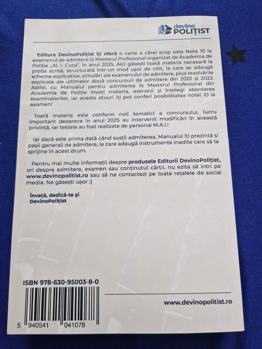 Vand Manual pentru admiterea la Masterul Profesional din Academia de Politie
