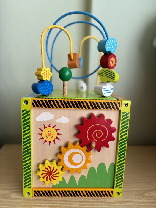 Дървен куб Eichhorn - Игрален център, с активности, образователна игра