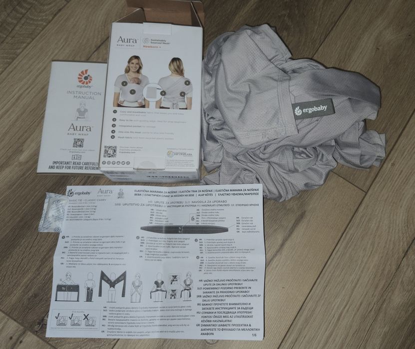 Ergobaby Aura слинг soft grey mesh почти нов