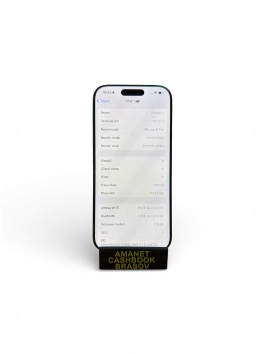 Iphone 16 Pro - 128 GB Memorie - Baterie 100 - Cashbook Amanet Brasov