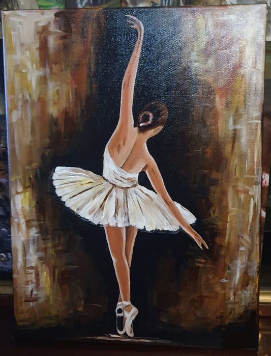 Tablou balerina pictat in culori acrilice