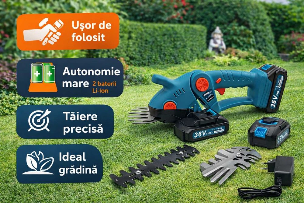 Foarfeca electrica 36V 2 lame 2 baterii reglabila