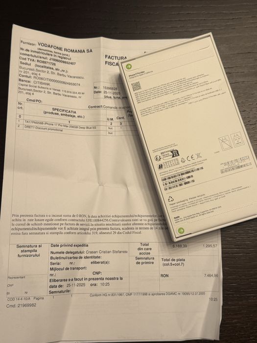 Iphone 17 Pro Max 256GB deep blue sigilat