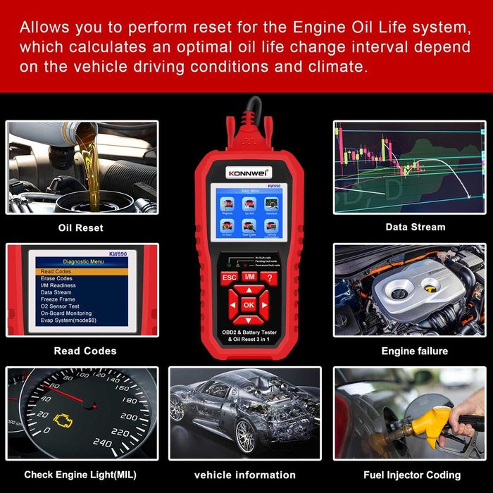 авто диагностика  + акумулаторKONNWEI KW890