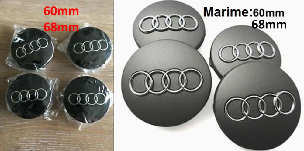 4 Capace jante Audi 60, 68 mm. negre/gri Noi ambalate!