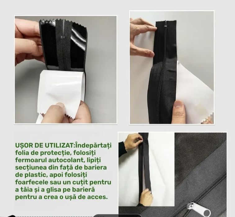 Fermoar cu banda adeziva