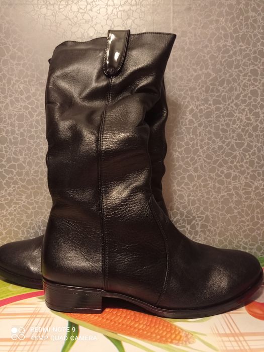 Очень тёплые кожаные сапоги