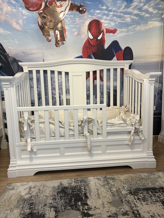 Patut convertibil  Imperio  din lemn masiv cu balustri 3 in 1Romina