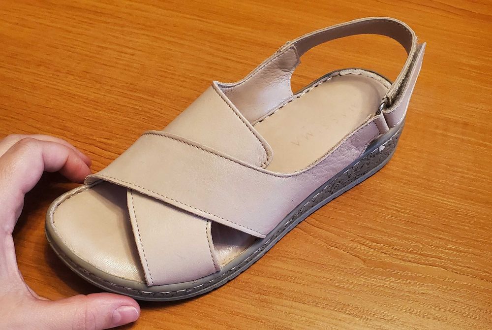 Летни сандали, естествена кожа, цвят: тен/бежов, размер: 36