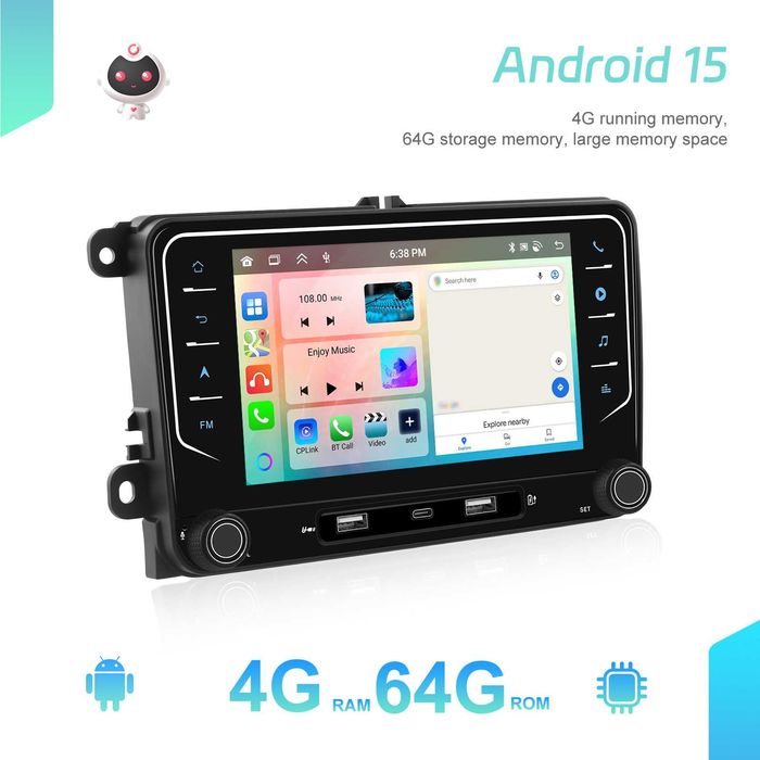 Navigatie 4 gb ram vw skoda seat android 15