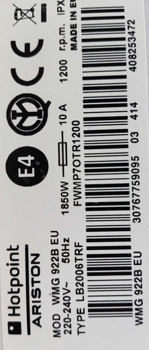 Части за пералня Аристон Хотпойнт WMG922 - 9kg комплект.