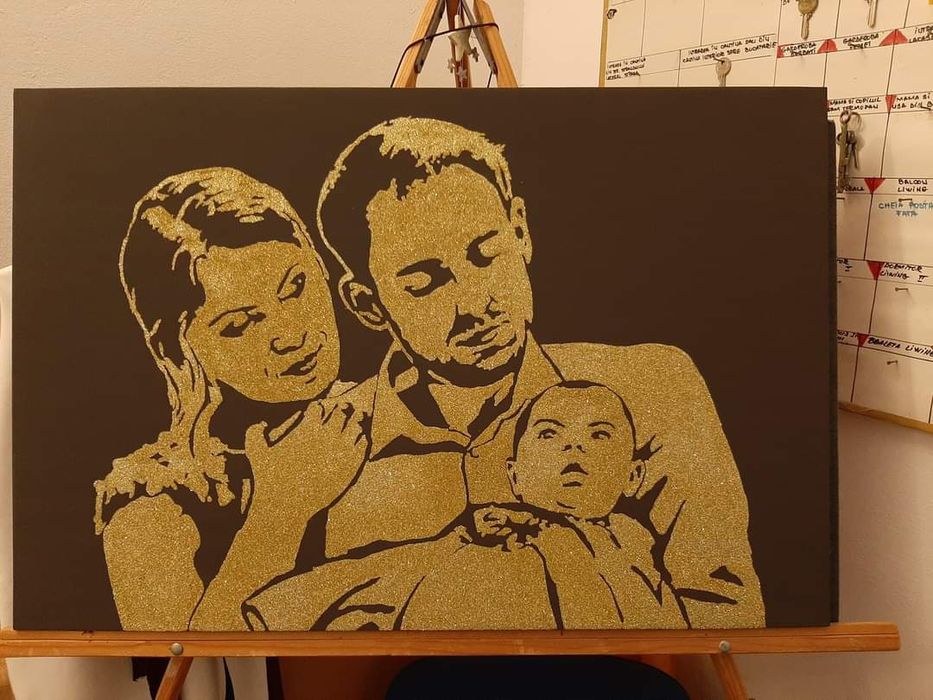 Tablou portret in sclipici