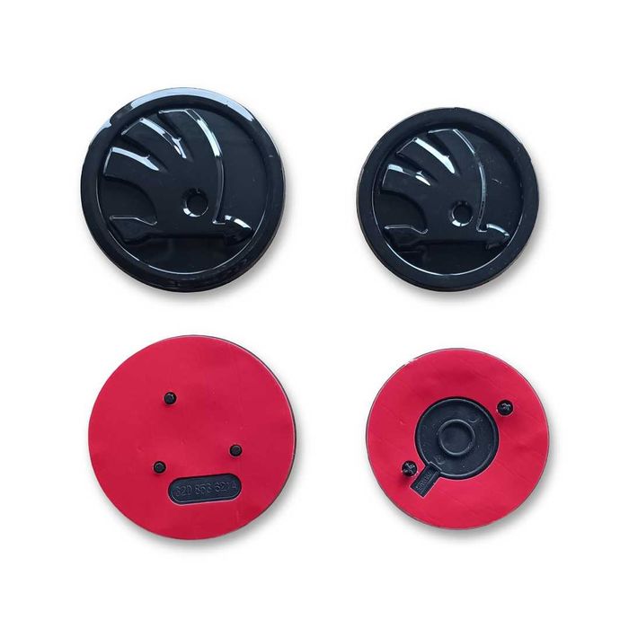 Емблема за Шкода предна 89мм и задна 79мм - Черна, Хромирана, Зелена