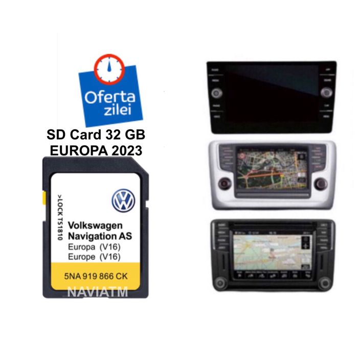 VW Discover MIB2 32GB card Original harta 2026 Passat B8 Tiguan Golf 7