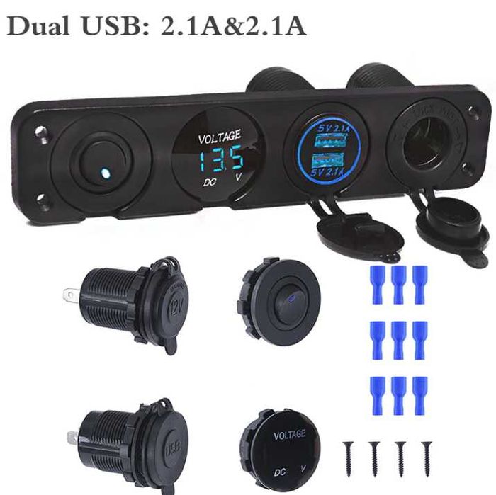 Панел за вграждане с USB и Волтметър - NA354