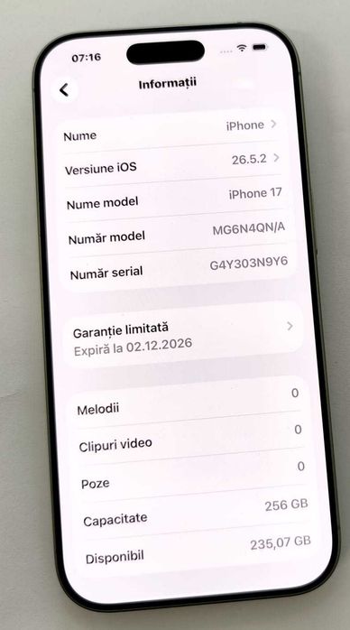 (AG35)  Telefon iPhone 17    256GB    B36194 - Garantie 2 ani!