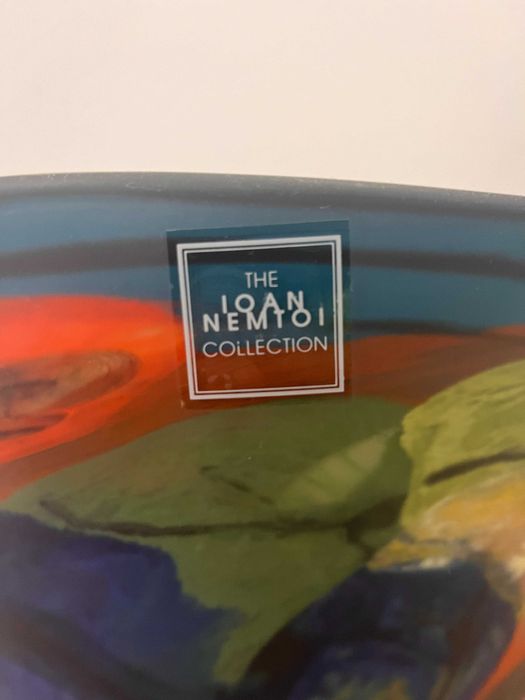 Vază Ioan Nemțoi – sticlă suflată manual, 27 cm, stare perfectă