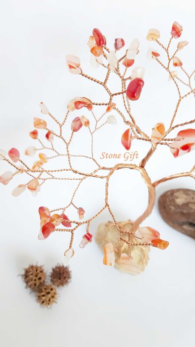 Дръвче Карнеол, Подрък Рожден ден, Декорация Сватба, Подарък Зодия