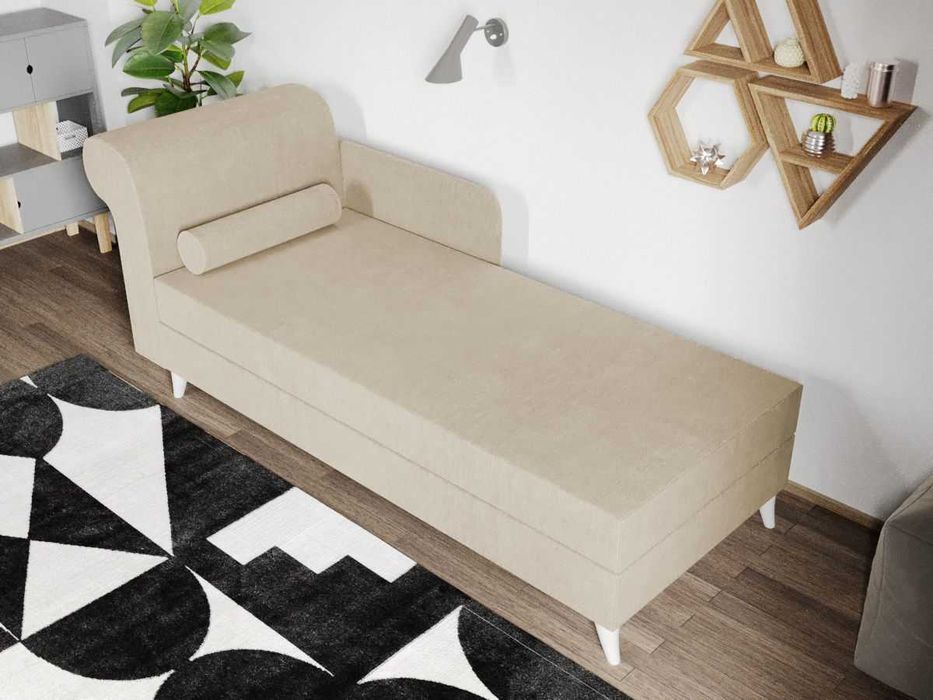 Divan dublu / Pat matrimonial tapitat Crem Round Rabatabil