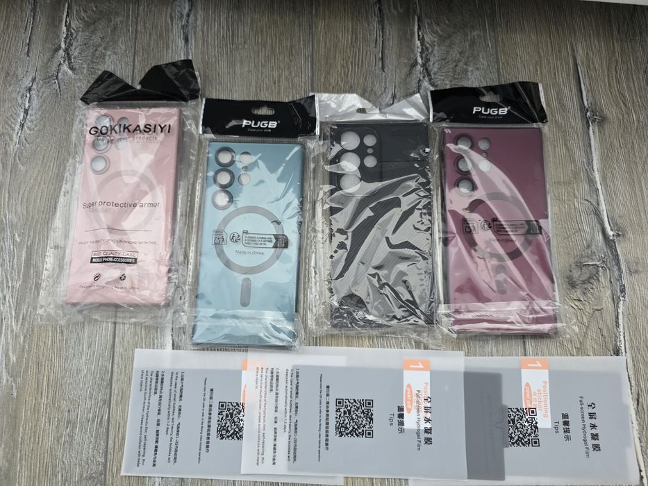 4 huse/carcase si 3 folii de protecție pentru Samsung  S23 ultra, 15% reducere la pachetul întreg