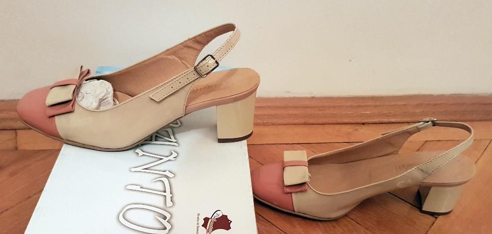 Vand pantofi de piele naturala culoarea crem (luciosi) marimea 37