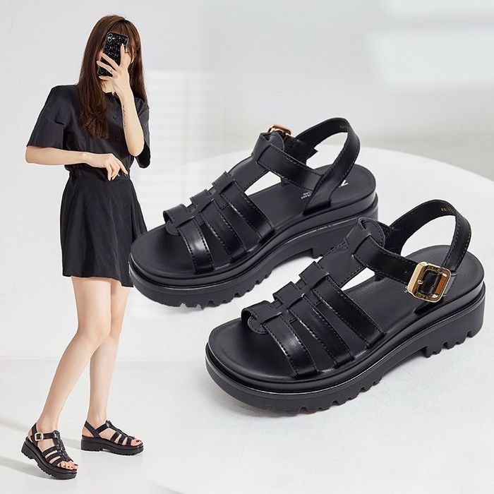 Летняя женская обувь сандали на платформе из натуральной кожи