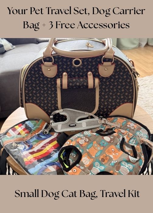 Geantă transport animale (câine/pisică) - Nouă, model elegant + 3 accesorii cadou
