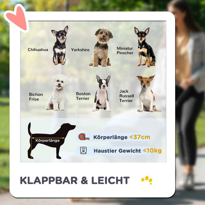 Количка за кучета PawHut 2 в 1, подвижна чанта за носене