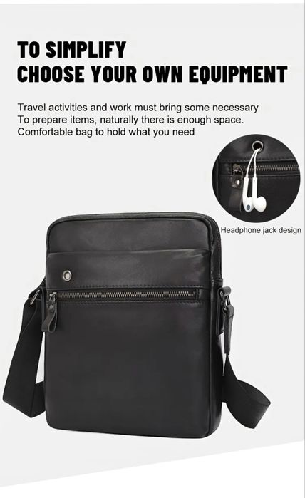 Мъжка,елегантна и стилна кросбоди чанта/Черна естест.кожа -18%Промоция