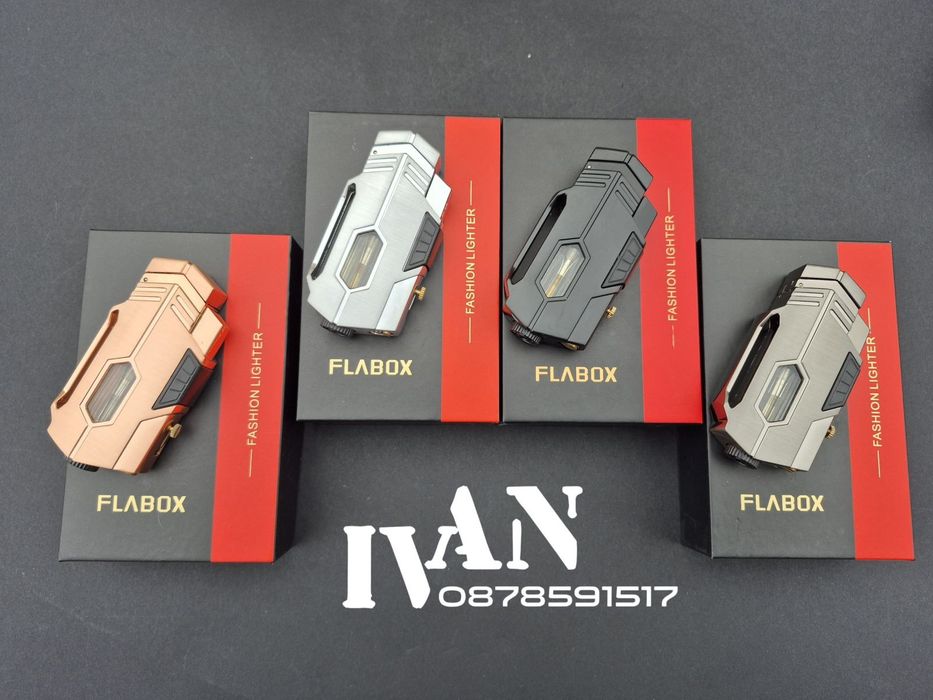 Запалка за пури с двоен джет Flabox  с вграден пънч за дупчене на пури